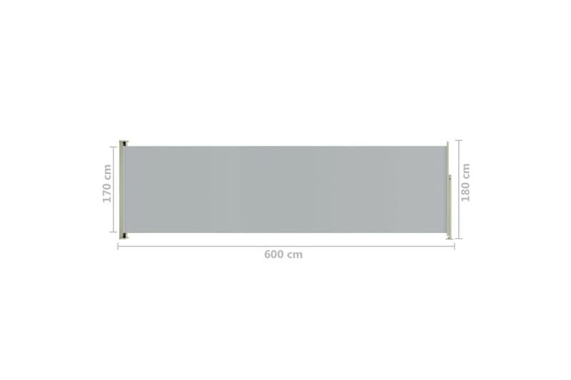 Uttrekkbar sidemarkise 180x600 cm grå - Grå - Balkongmarkise - Markiser - Sidemarkise - Balkongbeskyttelse