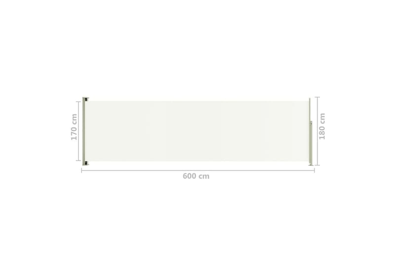 Uttrekkbar sidemarkise 180x600 cm kremhvit - Krem - Hagemøbler - Solbeskyttelse - Markiser - Balkongmarkise