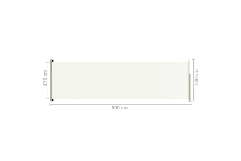 Uttrekkbar sidemarkise 180x600 cm kremhvit - Krem - Markiser - Balkongmarkise - Balkongbeskyttelse - Sidemarkise