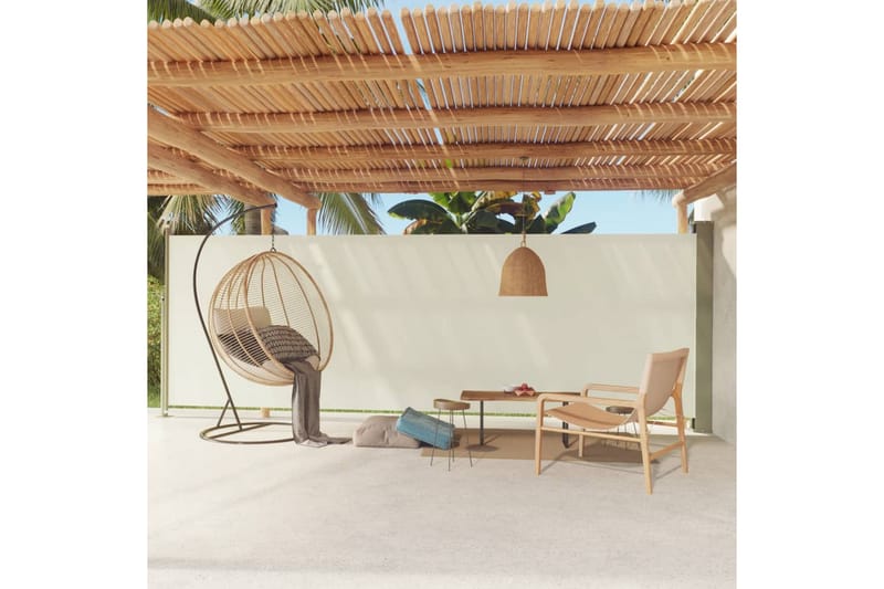 Uttrekkbar sidemarkise 180x600 cm kremhvit - Krem - Hagemøbler - Solbeskyttelse - Markiser - Balkongmarkise
