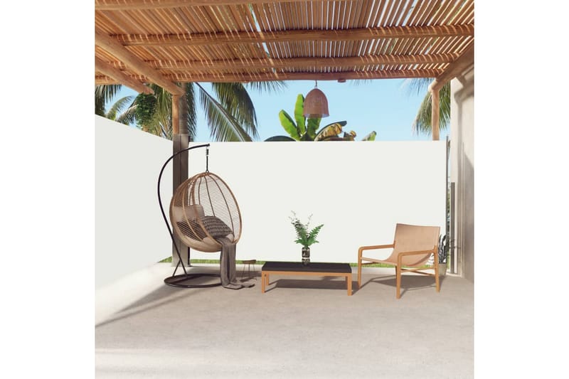 Uttrekkbar sidemarkise 180x600 cm kremhvit - Krem - Hagemøbler - Solbeskyttelse - Markiser - Balkongmarkise