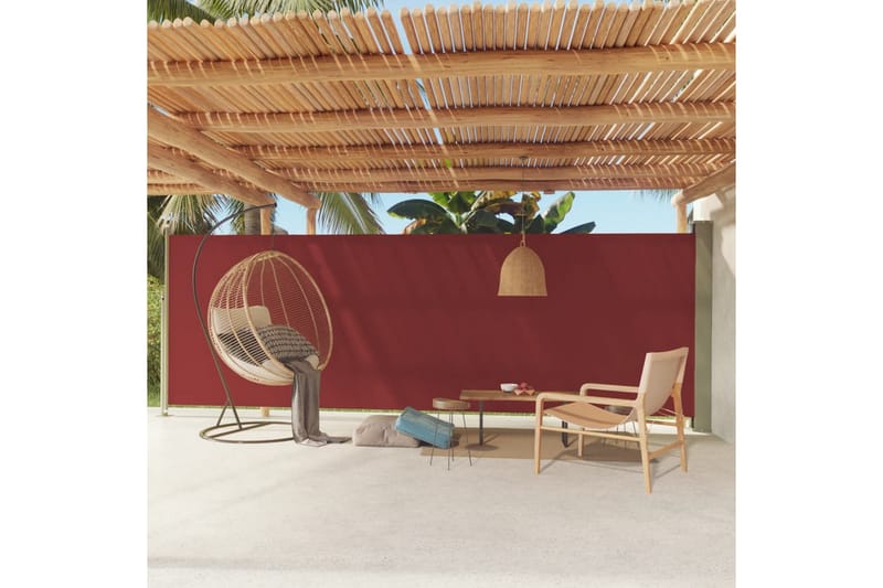 Uttrekkbar sidemarkise 180x600 cm rød - Rød - Hagemøbler - Solbeskyttelse - Markiser - Balkongmarkise