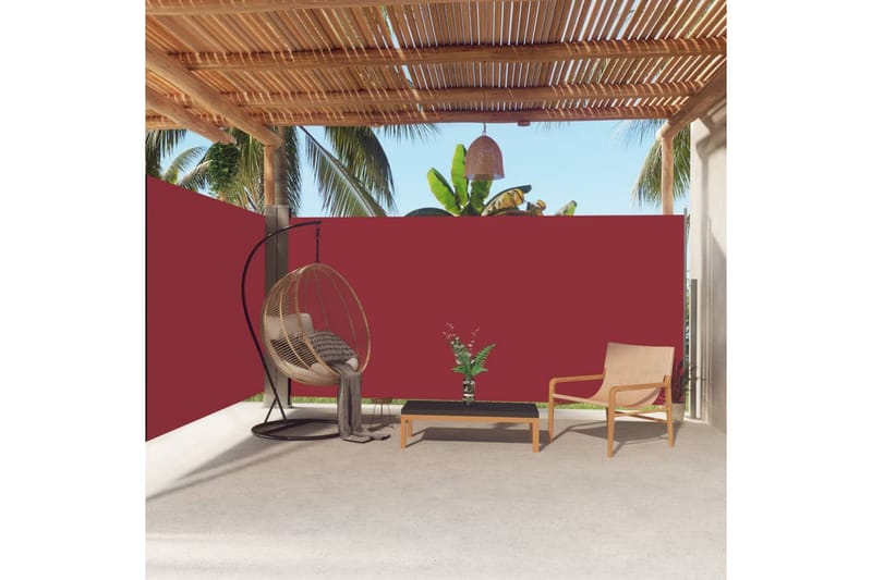 Uttrekkbar sidemarkise 180x600 cm rød - Rød - Hagemøbler - Solbeskyttelse - Markiser - Balkongmarkise