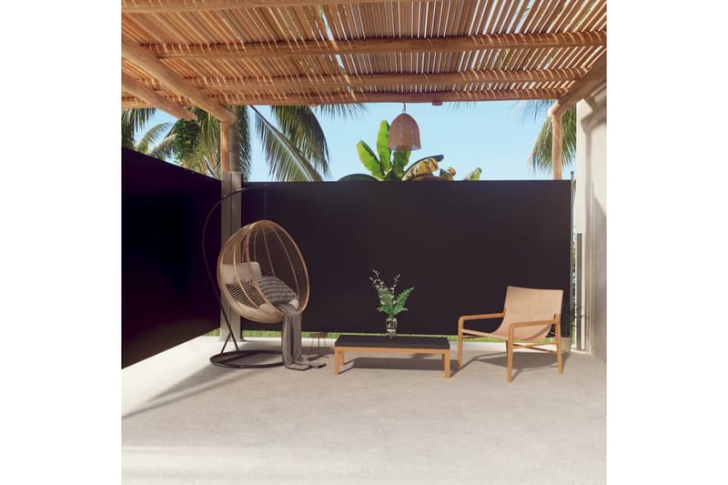 Uttrekkbar sidemarkise 180x600 cm svart - Svart - Hagemøbler - Solbeskyttelse - Markiser - Balkongmarkise