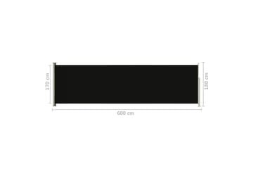 Uttrekkbar sidemarkise 180x600 cm svart - Svart - Hagemøbler - Solbeskyttelse - Markiser - Balkongmarkise