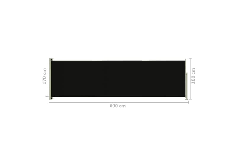Uttrekkbar sidemarkise 180x600 cm svart - Svart - Hagemøbler - Solbeskyttelse - Markiser - Balkongmarkise