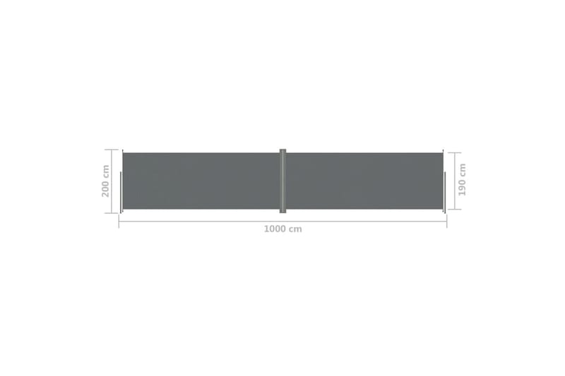 Uttrekkbar sidemarkise 200x1000 cm antrasitt - Antrasittgrå - Hagemøbler - Solbeskyttelse - Markiser - Balkongmarkise
