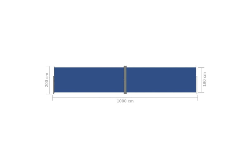 Uttrekkbar sidemarkise 200x1000 cm blå - Blå - Hagemøbler - Solbeskyttelse - Markiser - Balkongmarkise