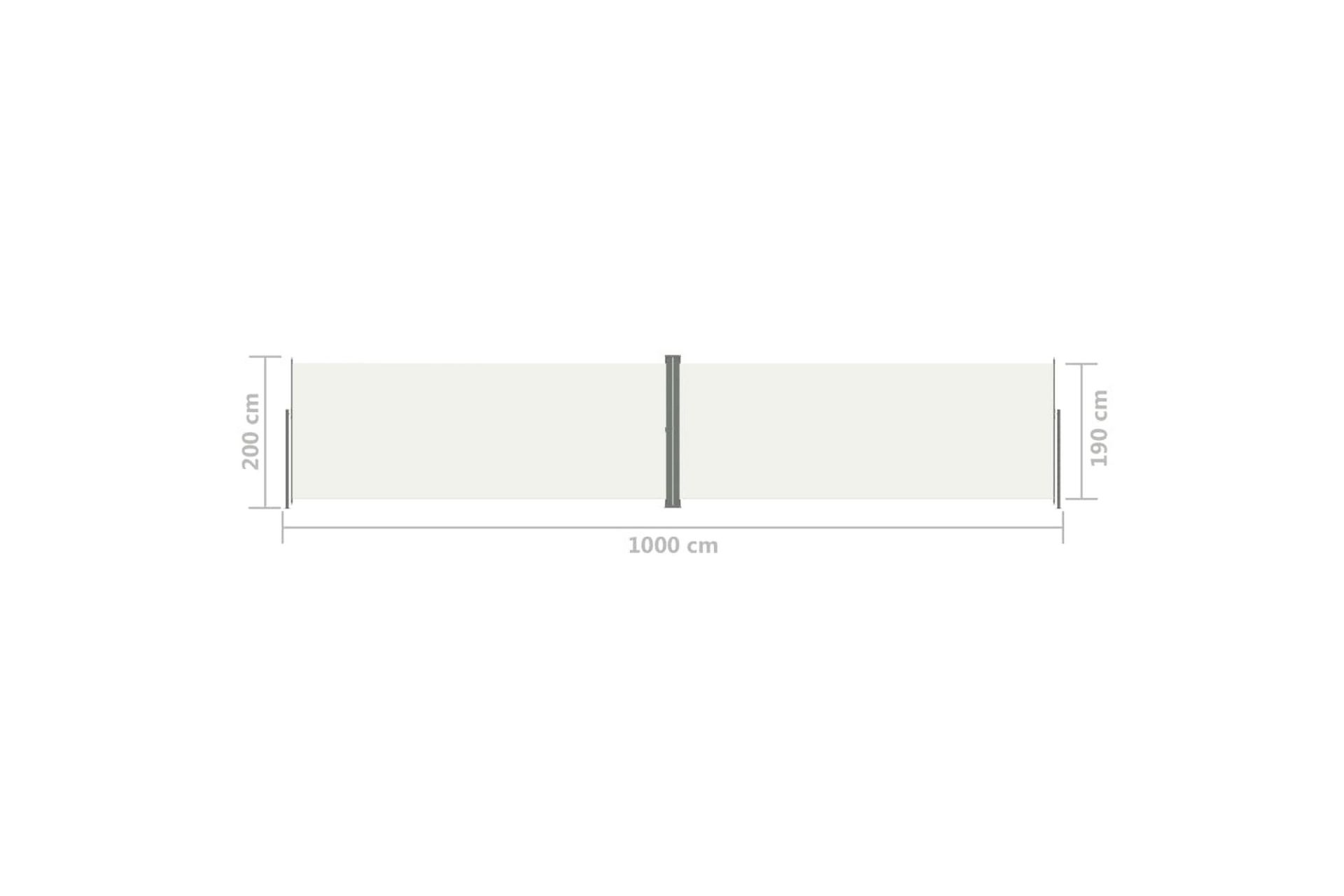 Uttrekkbar sidemarkise 200x1000 cm kremhvit - Krem - Hagemøbler - Solbeskyttelse - Markiser - Balkongmarkise