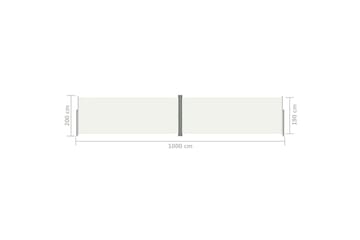 Uttrekkbar sidemarkise 200x1000 cm kremhvit - Krem - Hagemøbler - Solbeskyttelse - Markiser - Balkongmarkise