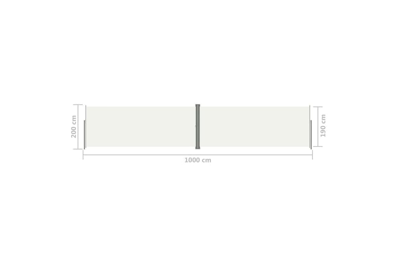 Uttrekkbar sidemarkise 200x1000 cm kremhvit - Krem - Hagemøbler - Solbeskyttelse - Markiser - Balkongmarkise
