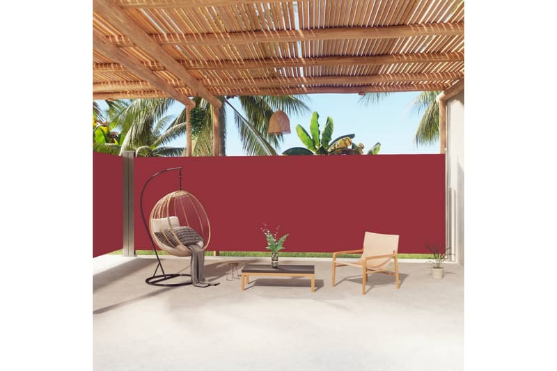Uttrekkbar sidemarkise 200x1000 cm rød - Rød - Hagemøbler - Solbeskyttelse - Markiser - Balkongmarkise