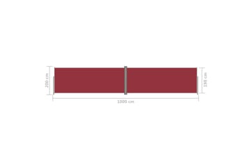 Uttrekkbar sidemarkise 200x1000 cm rød - Rød - Hagemøbler - Solbeskyttelse - Markiser - Balkongmarkise