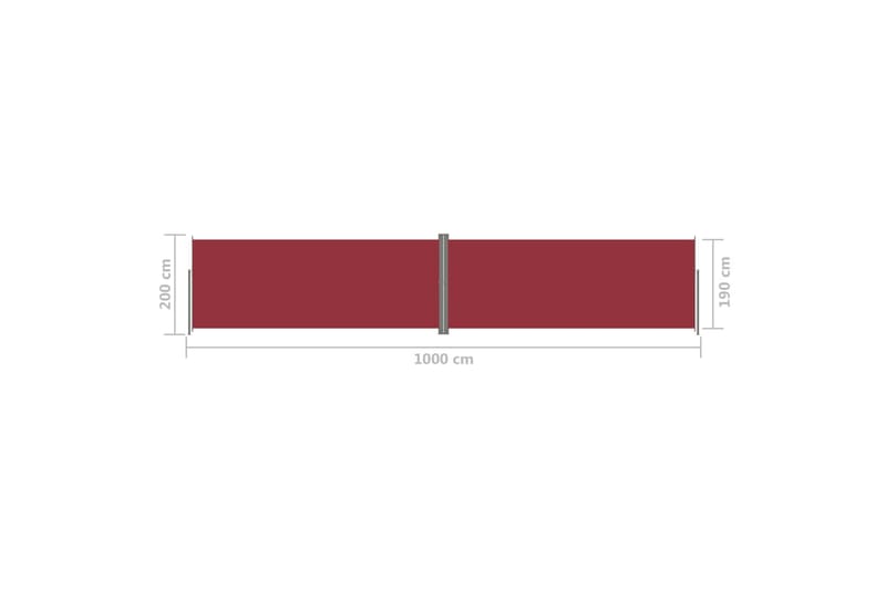 Uttrekkbar sidemarkise 200x1000 cm rød - Rød - Hagemøbler - Solbeskyttelse - Markiser - Balkongmarkise