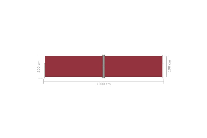 Uttrekkbar sidemarkise 200x1000 cm rød - Rød - Balkongmarkise - Markiser - Sidemarkise - Balkongbeskyttelse