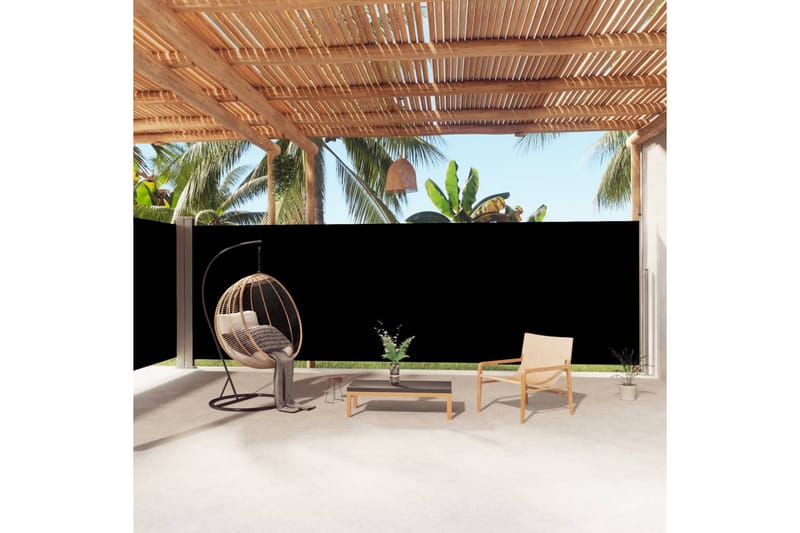 Uttrekkbar sidemarkise 200x1000 cm svart - Svart - Hagemøbler - Solbeskyttelse - Markiser - Balkongmarkise