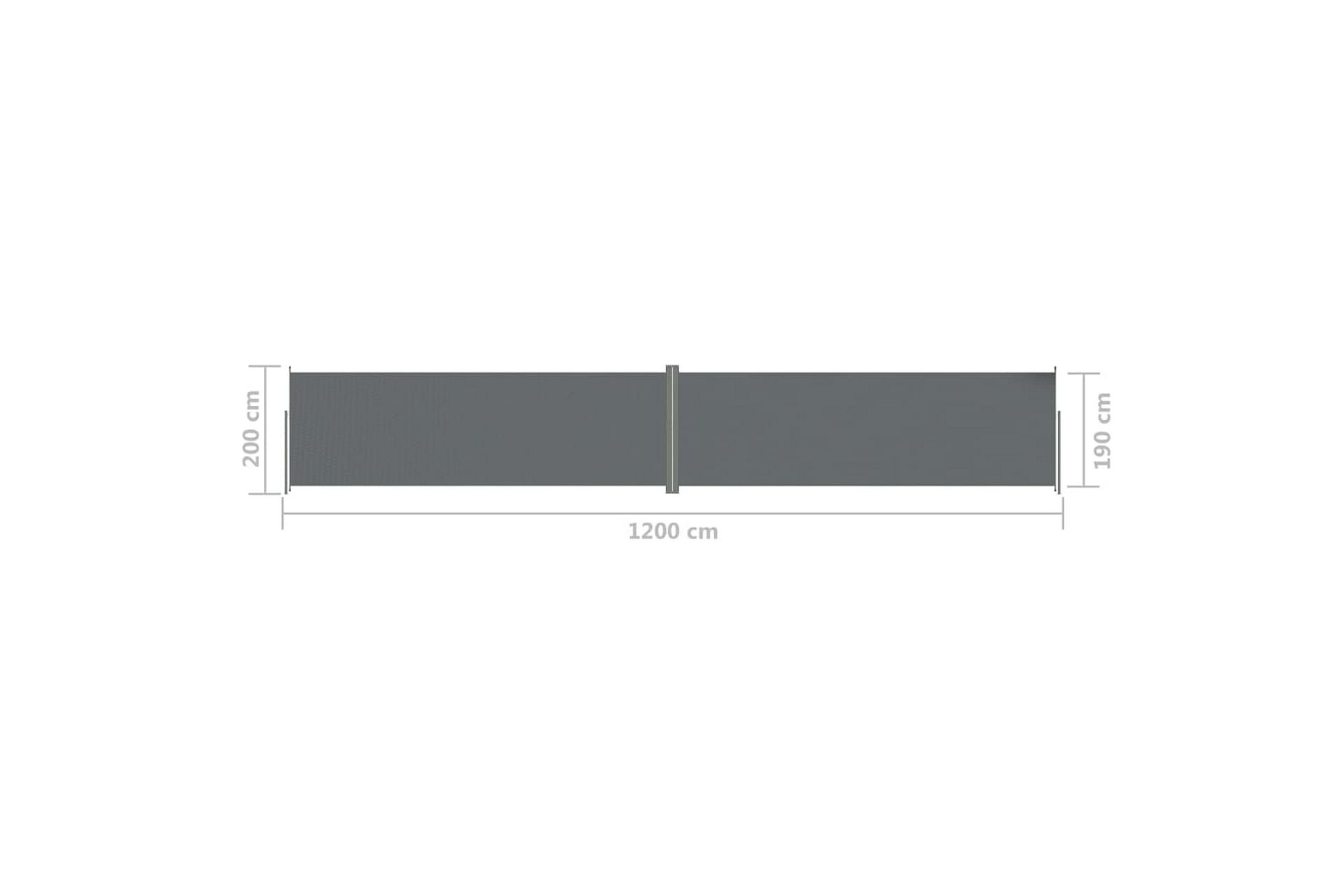 Uttrekkbar sidemarkise 200x1200 cm antrasitt - Antrasittgrå - Hagemøbler - Solbeskyttelse - Markiser - Balkongmarkise