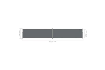 Uttrekkbar sidemarkise 200x1200 cm antrasitt - Antrasittgrå - Hagemøbler - Solbeskyttelse - Markiser - Balkongmarkise
