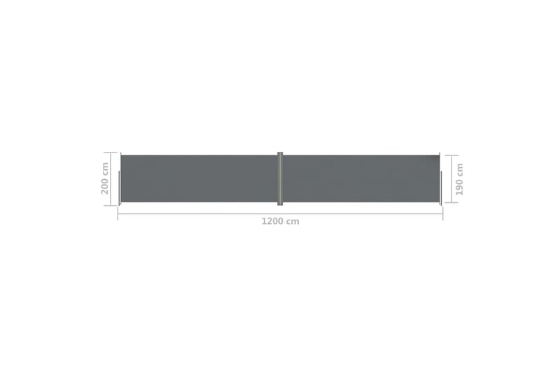 Uttrekkbar sidemarkise 200x1200 cm antrasitt - Antrasittgrå - Hagemøbler - Solbeskyttelse - Markiser - Balkongmarkise