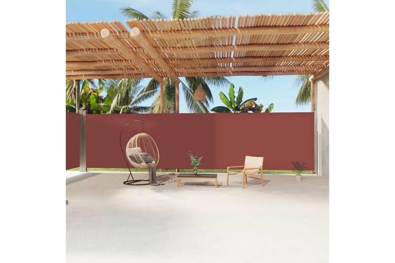Uttrekkbar sidemarkise 200x1200 cm brun - Brun - Hagemøbler - Solbeskyttelse - Markiser - Balkongmarkise
