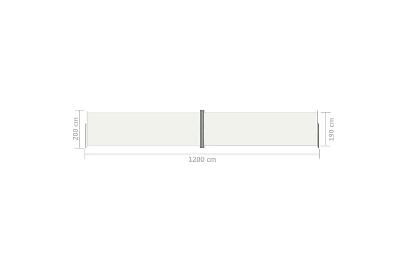 Uttrekkbar sidemarkise 200x1200 cm kremhvit - Krem - Hagemøbler - Solbeskyttelse - Markiser - Balkongmarkise