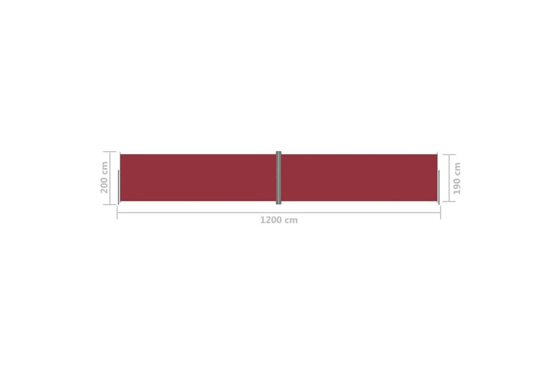 Uttrekkbar sidemarkise 200x1200 cm rød - Rød - Hagemøbler - Solbeskyttelse - Markiser - Balkongmarkise