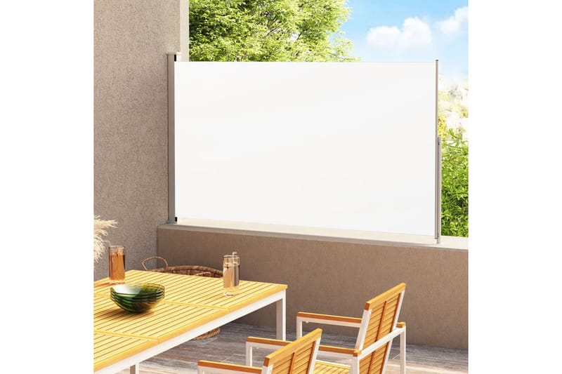 Uttrekkbar sidemarkise 200x300 cm kremhvit - Krem - Hagemøbler - Solbeskyttelse - Markiser - Balkongmarkise