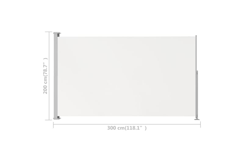 Uttrekkbar sidemarkise 200x300 cm kremhvit - Krem - Hagemøbler - Solbeskyttelse - Markiser - Balkongmarkise
