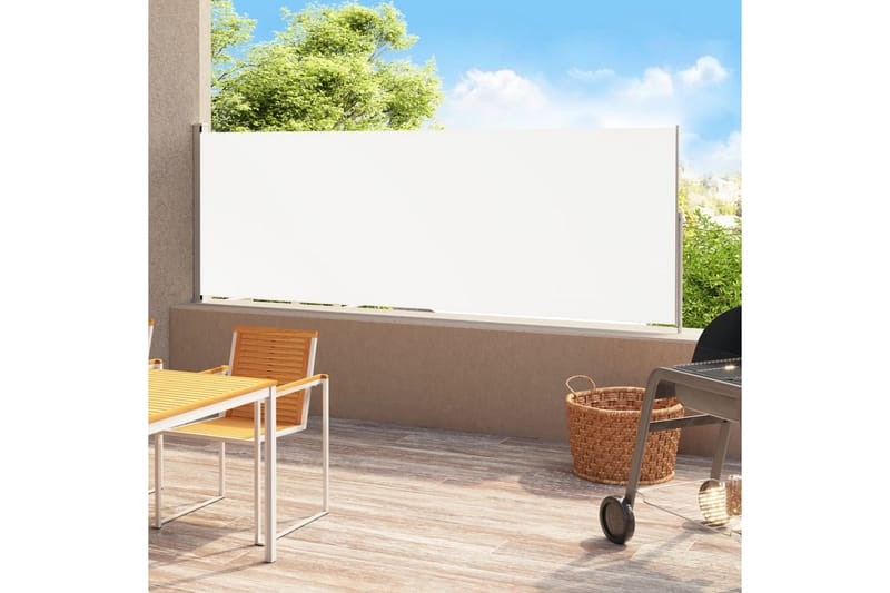 Uttrekkbar sidemarkise 200x500 cm kremhvit - Krem - Hagemøbler - Solbeskyttelse - Markiser - Balkongmarkise
