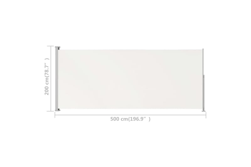 Uttrekkbar sidemarkise 200x500 cm kremhvit - Krem - Hagemøbler - Solbeskyttelse - Markiser - Balkongmarkise