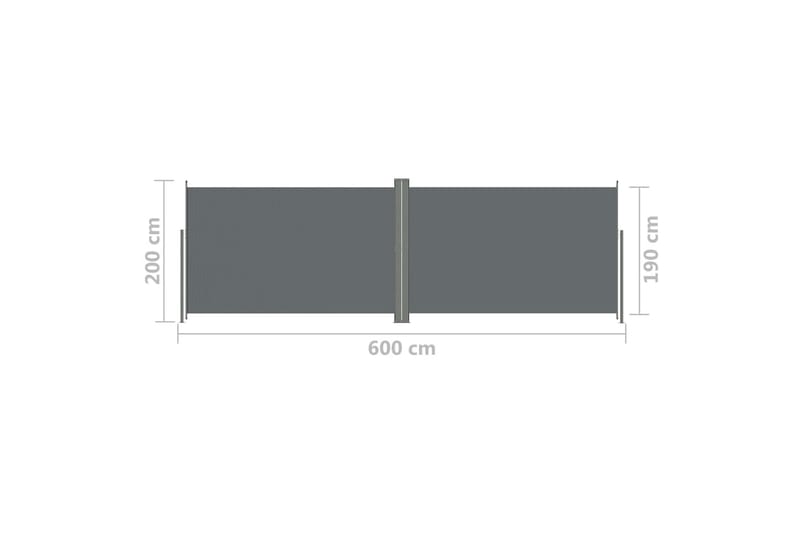 Uttrekkbar sidemarkise 200x600 cm antrasitt - Antrasittgrå - Balkongmarkise - Markiser - Sidemarkise - Balkongbeskyttelse