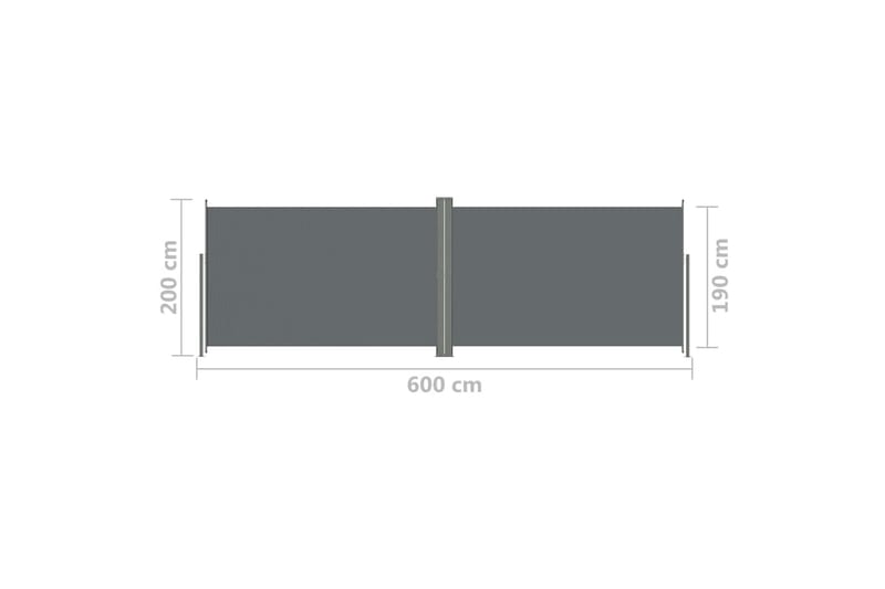 Uttrekkbar sidemarkise 200x600 cm antrasitt - Antrasittgrå - Hagemøbler - Solbeskyttelse - Markiser - Balkongmarkise