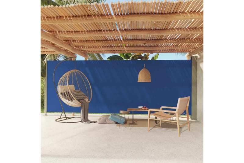 Uttrekkbar sidemarkise 200x600 cm blå - Blå - Hagemøbler - Solbeskyttelse - Markiser - Balkongmarkise