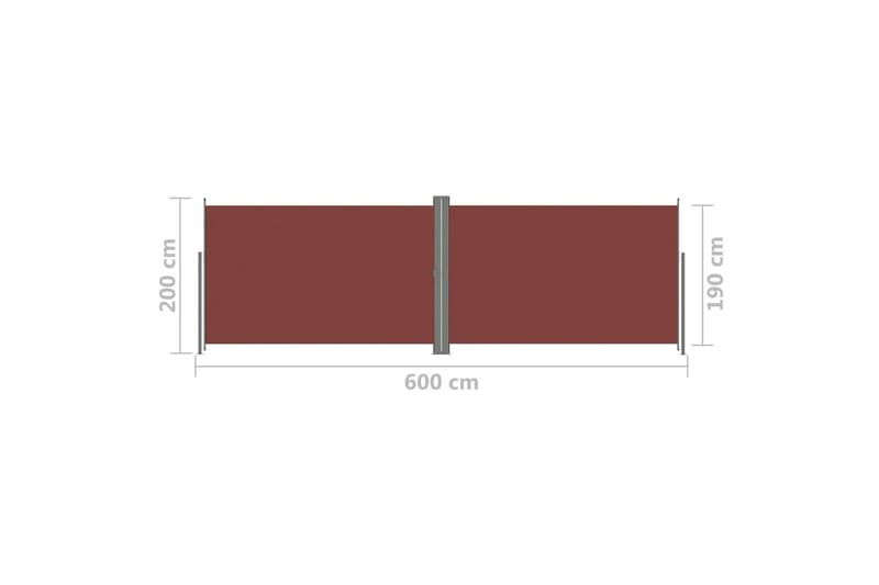 Uttrekkbar sidemarkise 200x600 cm brun - Brun - Balkongmarkise - Markiser - Sidemarkise - Balkongbeskyttelse