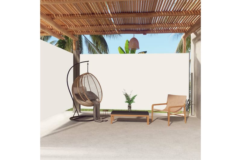 Uttrekkbar sidemarkise 200x600 cm kremhvit - Krem - Hagemøbler - Solbeskyttelse - Markiser - Balkongmarkise
