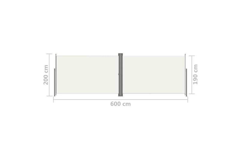 Uttrekkbar sidemarkise 200x600 cm kremhvit - Krem - Balkongmarkise - Markiser - Sidemarkise - Balkongbeskyttelse