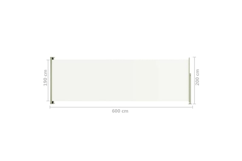 Uttrekkbar sidemarkise 200x600 cm kremhvit - Krem - Hagemøbler - Solbeskyttelse - Markiser - Balkongmarkise