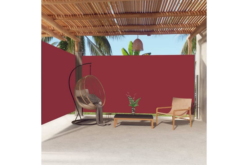 Uttrekkbar sidemarkise 200x600 cm rød - Rød - Hagemøbler - Solbeskyttelse - Markiser - Balkongmarkise