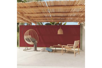 Uttrekkbar sidemarkise 200x600 cm rød - Rød - Hagemøbler - Solbeskyttelse - Markiser - Balkongmarkise