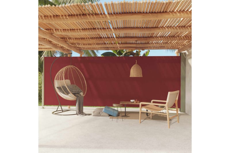 Uttrekkbar sidemarkise 200x600 cm rød - Rød - Hagemøbler - Solbeskyttelse - Markiser - Balkongmarkise
