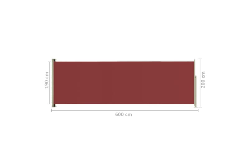 Uttrekkbar sidemarkise 200x600 cm rød - Rød - Hagemøbler - Solbeskyttelse - Markiser - Balkongmarkise