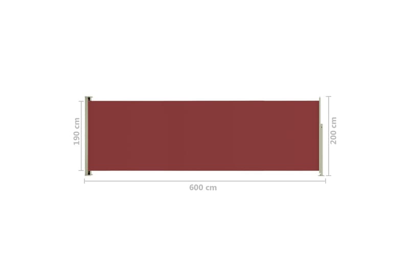 Uttrekkbar sidemarkise 200x600 cm rød - Rød - Balkongmarkise - Markiser - Sidemarkise - Balkongbeskyttelse
