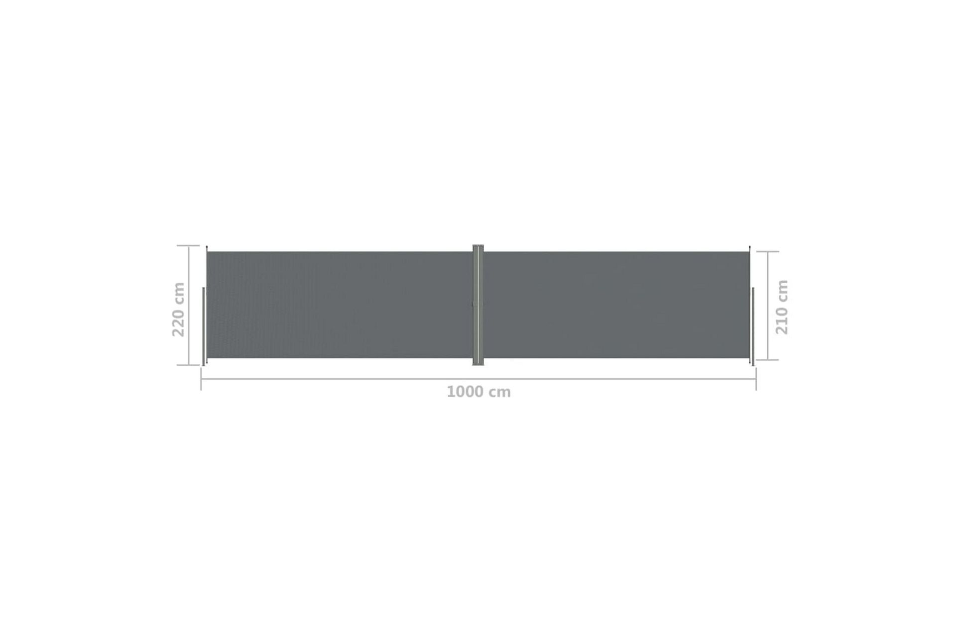 Uttrekkbar sidemarkise 220x1000 cm antrasitt - Antrasittgrå - Hagemøbler - Solbeskyttelse - Markiser - Balkongmarkise