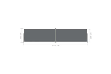 Uttrekkbar sidemarkise 220x1000 cm antrasitt - Antrasittgrå - Hagemøbler - Solbeskyttelse - Markiser - Balkongmarkise