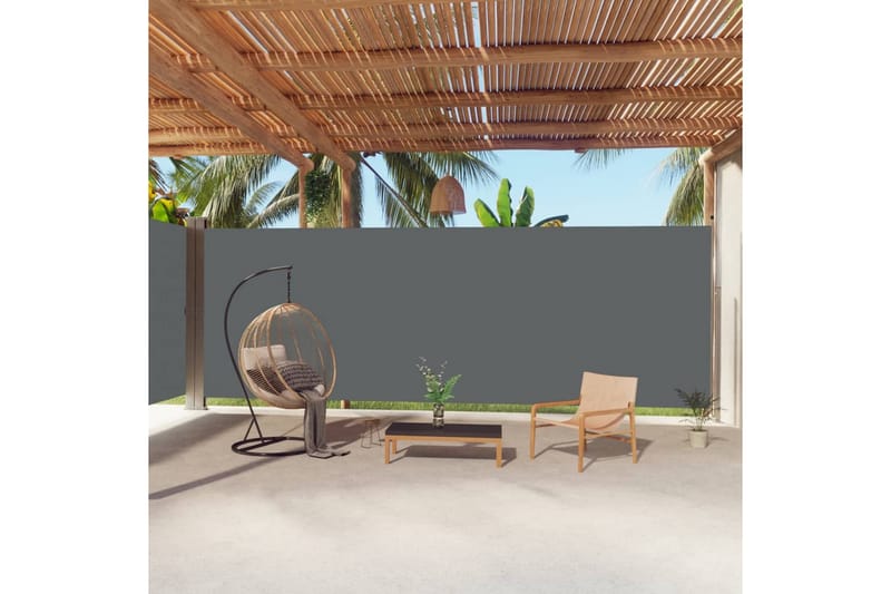 Uttrekkbar sidemarkise 220x1000 cm antrasitt - Antrasittgrå - Hagemøbler - Solbeskyttelse - Markiser - Balkongmarkise