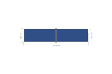 Uttrekkbar sidemarkise 220x1000 cm blå - Blå - Hagemøbler - Solbeskyttelse - Markiser - Balkongmarkise