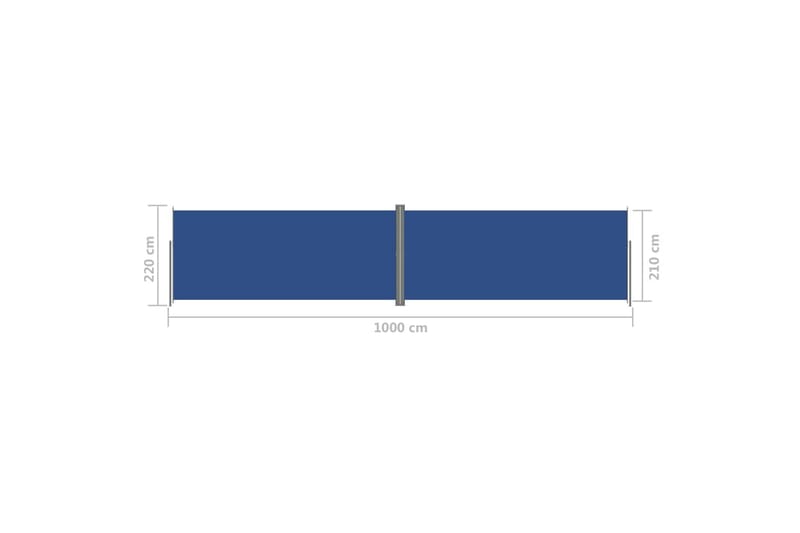 Uttrekkbar sidemarkise 220x1000 cm blå - Blå - Balkongmarkise - Markiser - Sidemarkise - Balkongbeskyttelse