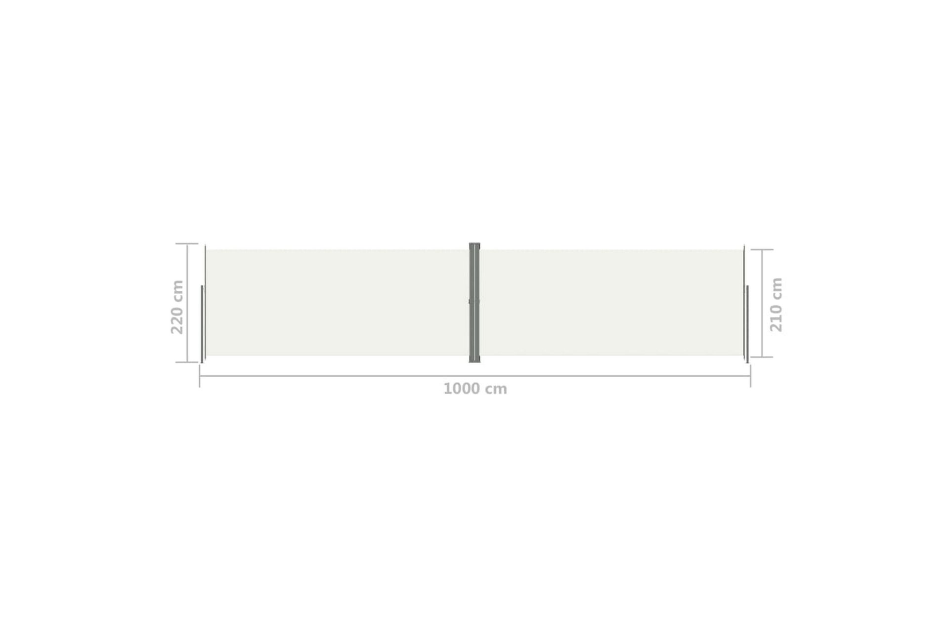 Uttrekkbar sidemarkise 220x1000 cm kremhvit - Krem - Hagemøbler - Solbeskyttelse - Markiser - Balkongmarkise