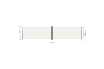 Uttrekkbar sidemarkise 220x1000 cm kremhvit - Krem - Hagemøbler - Solbeskyttelse - Markiser - Balkongmarkise