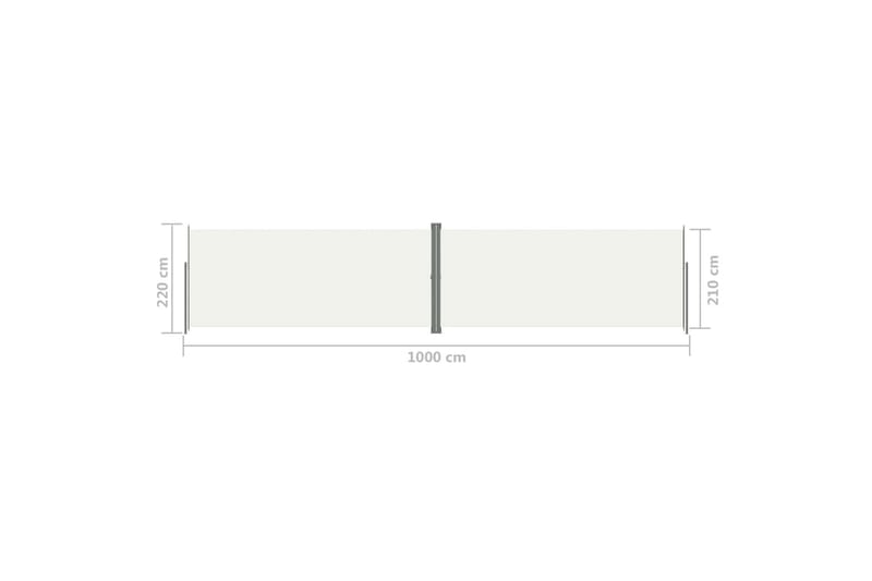 Uttrekkbar sidemarkise 220x1000 cm kremhvit - Krem - Hagemøbler - Solbeskyttelse - Markiser - Balkongmarkise